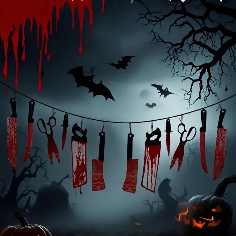 1-4 conjunto de banner sangrento de halloween, decoração suspensa de terror para casa assombrada, tema de filme, aniversário, carnaval, festa, presente de halloween