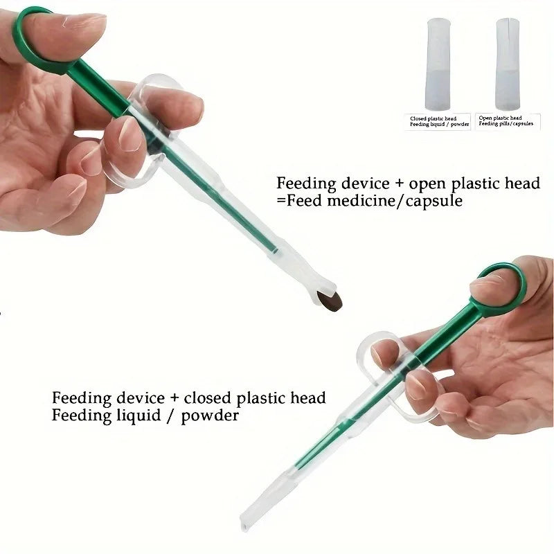 Dispensador de Comprimidos para Animais de Estimação Adequado para Gatos e Cães, Seringa para Medicamentos, Alimentador Oral de Comprimidos, Empurrador Simples de Comprimidos para Pets, Inclui 2 Opções de Ponta Macia