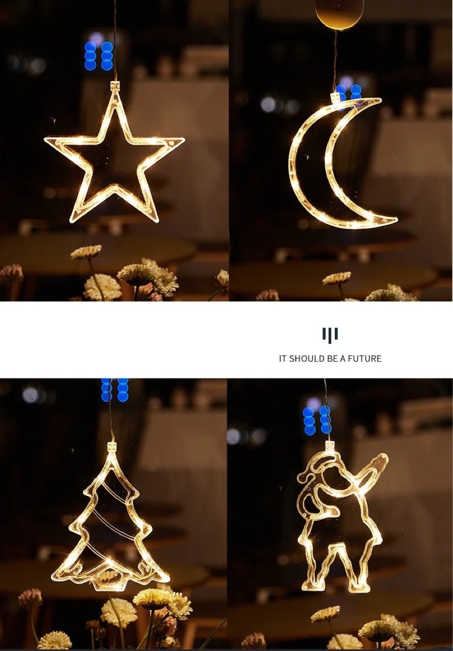 Natal led luz floco de neve santa pendurado otário lâmpada janela ornamentos decoração para casa natal navidad 2023 decoração de ano novo