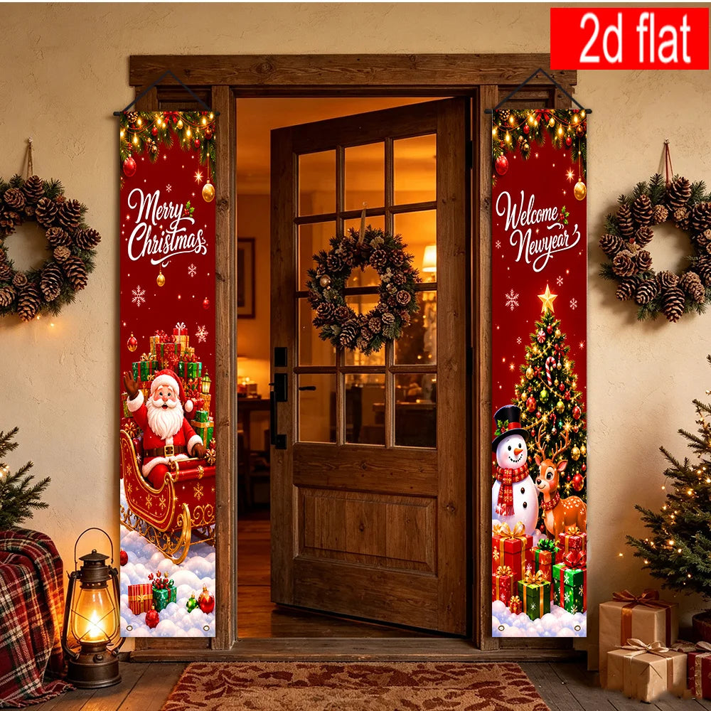 Decorações natalinas, elementos decorativos com tema natalino, varandas interiores e exteriores, fachada da sala de estar.