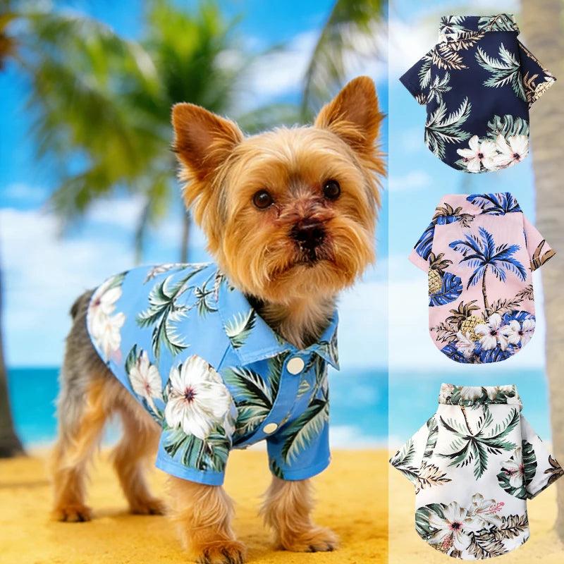Roupa para Cães Estilo Havaiano, Camisas de Verão para Cães de Praia, Roupas para Cães Pequenos e Médios, Gato, Ropa Perro, Pug, Bulldog Francês