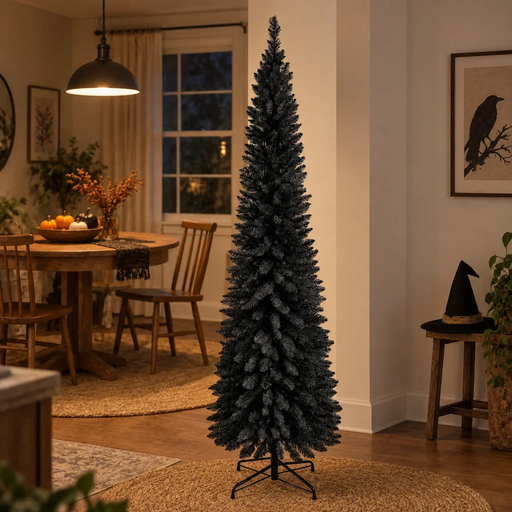 Árvore de Natal artificial preta, árvore decorativa para o Halloween, ideal para casa, escritório ou festas