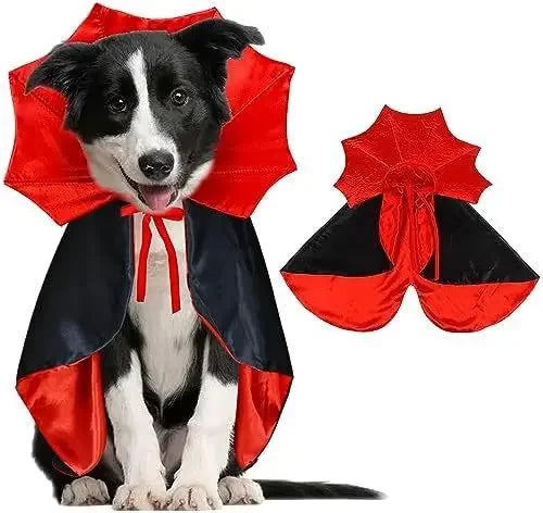 Fantasia de Vampiro para Animais de Estimação para o Halloween - Capa Confortável de Nylon com Fecho de Tira, Adequada para Cães e Gatos de Pequeno e Médio Porte