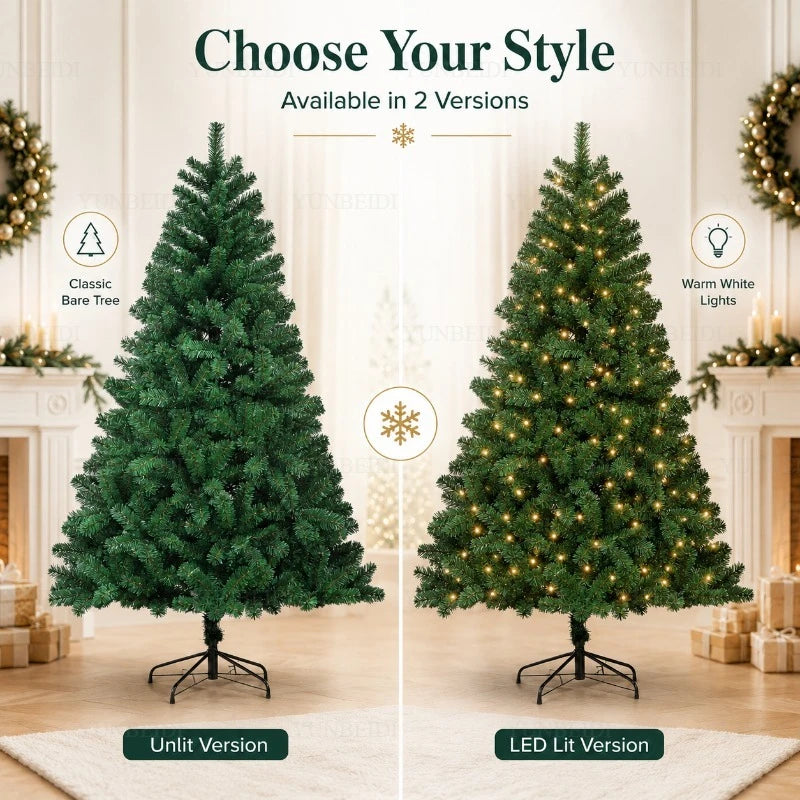 Árvore de Natal Artificial Grande em PVC com Luzes LED, de 120cm a 300cm, Decoração para Festa de Natal e Ano Novo em Família