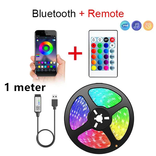 Smart Bluetooth LED Strip Lights, APP Controle Remoto, Fita Flexível, Diodo Lamp Tape, TV Backlights, Sala de jogos, Home Decor, SMD 5050