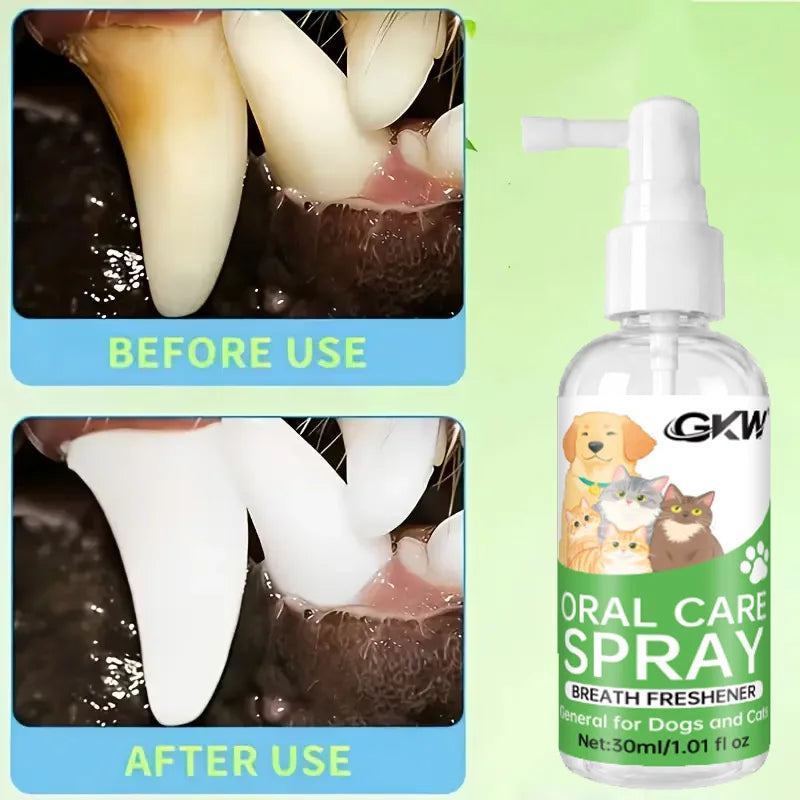 Spray Dental para Animais de Estimação, Não Necessita de Escovação, Limpa os Dentes, Refresca o Hálito, para Gatos e Cães de Todas as Raças, Fórmula Segura, Cuidado Dental Diário