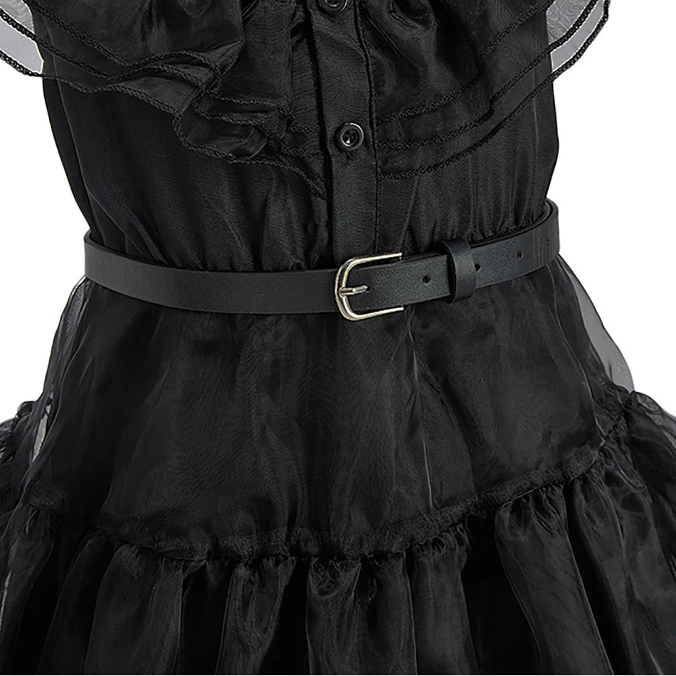 Fantasia Infantil para Meninas, Vestido de Princesa Bruxa Negra, Vestido para Festas e Jantares, Roupa de Dança para Meninas no Halloween