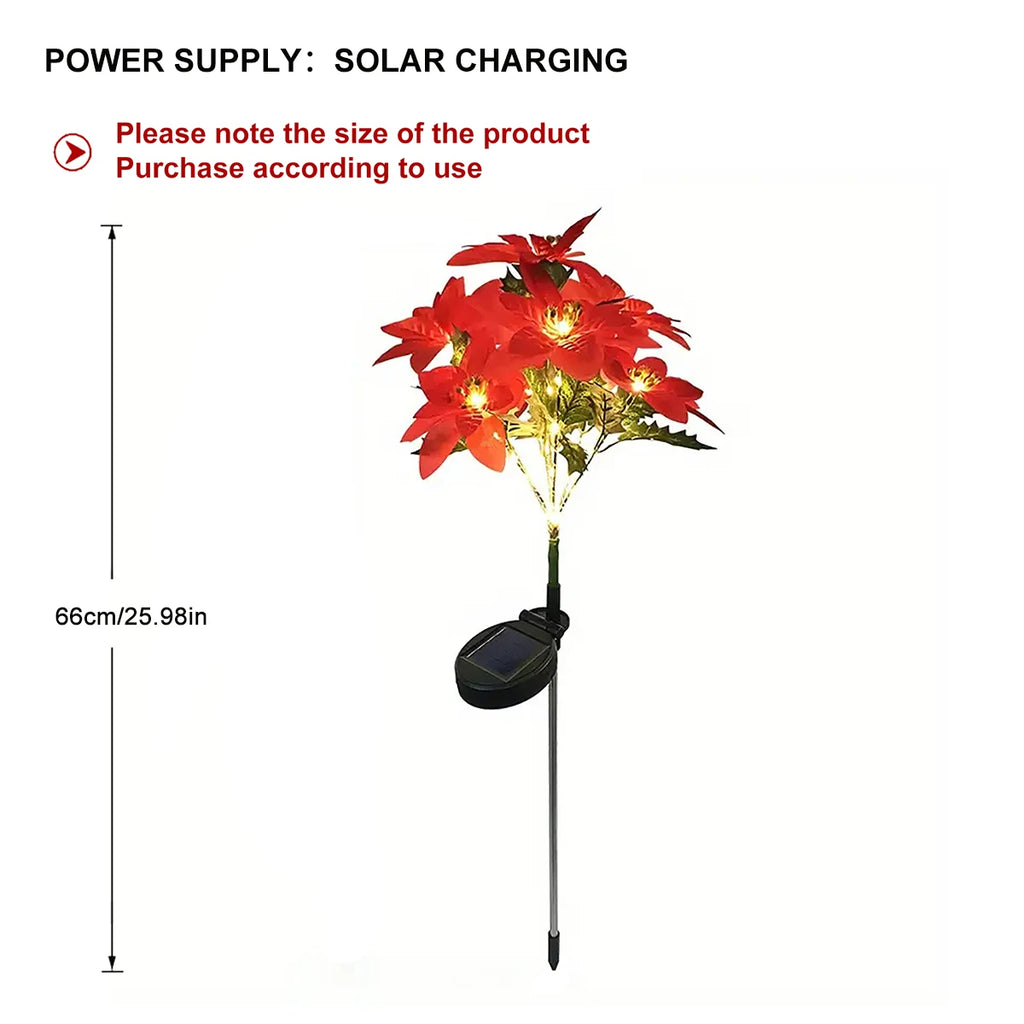 Luz de Flor Artificial de Natal LED Solar, Ideal para Decorar Jardins, Gramados e Pátios