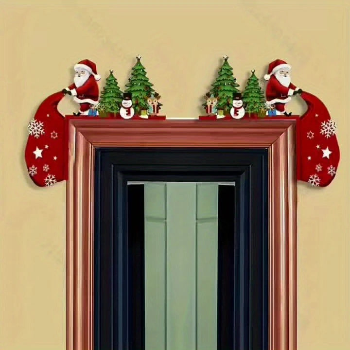 Enfeite de Natal 2D em madeira, decoração para festas de Natal, pingentes de Papai Noel e boneco de neve, presente de Ano Novo, decorações para festas.