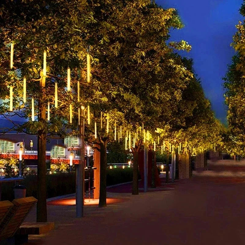 Luz Solar LED de Chuva de Meteoros, Cordão de Luzes para Feriados, Decoração de Jardim à Prova d'Água, Guirlanda LED para Exterior, Decoração de Natal