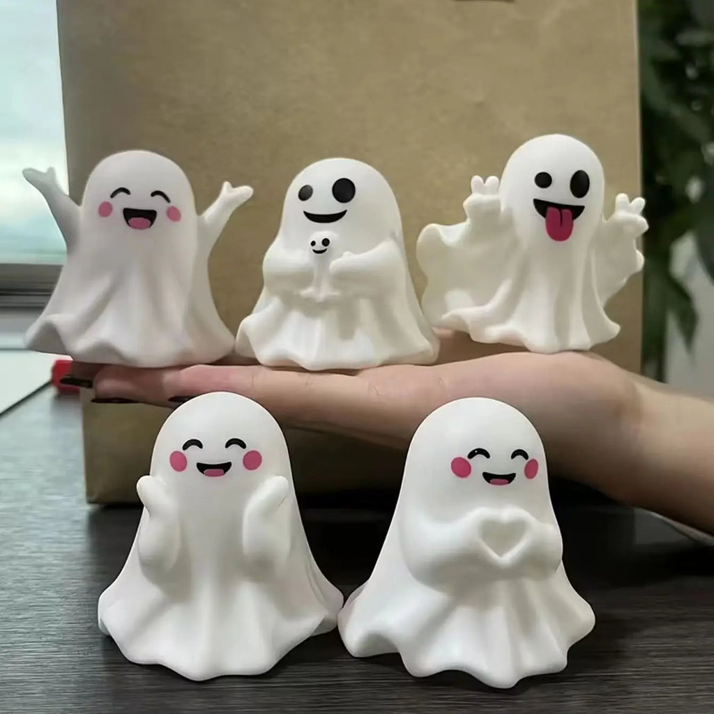 5 conjuntos de figuras de fantasmas de Halloween, mini fantasmas fofos para decoração de casa, ornamentos decorativos de Halloween para mesa