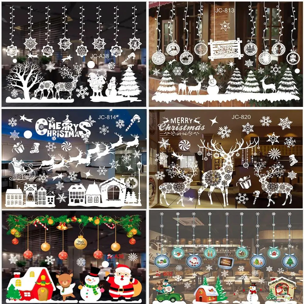 Adesivo de janela de natal, decorações de feliz natal para casa 2024, ornamento de natal, presentes de natal, ano novo 2025