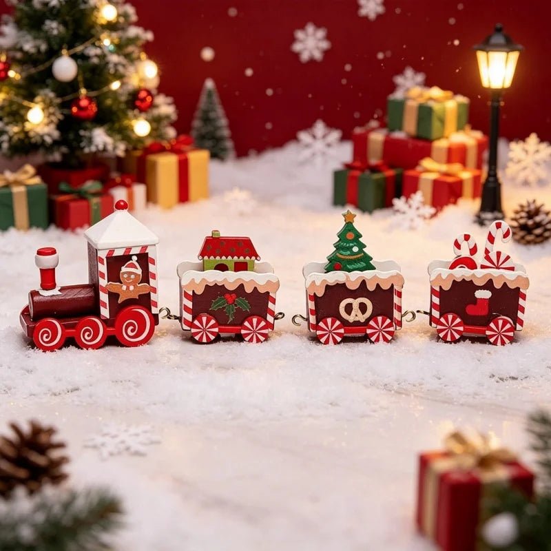 Decoração de Trem de Natal com Design Pintado Encantador, Decorações de Natal para Exibição em Mesa e Vitrine, Presentes
