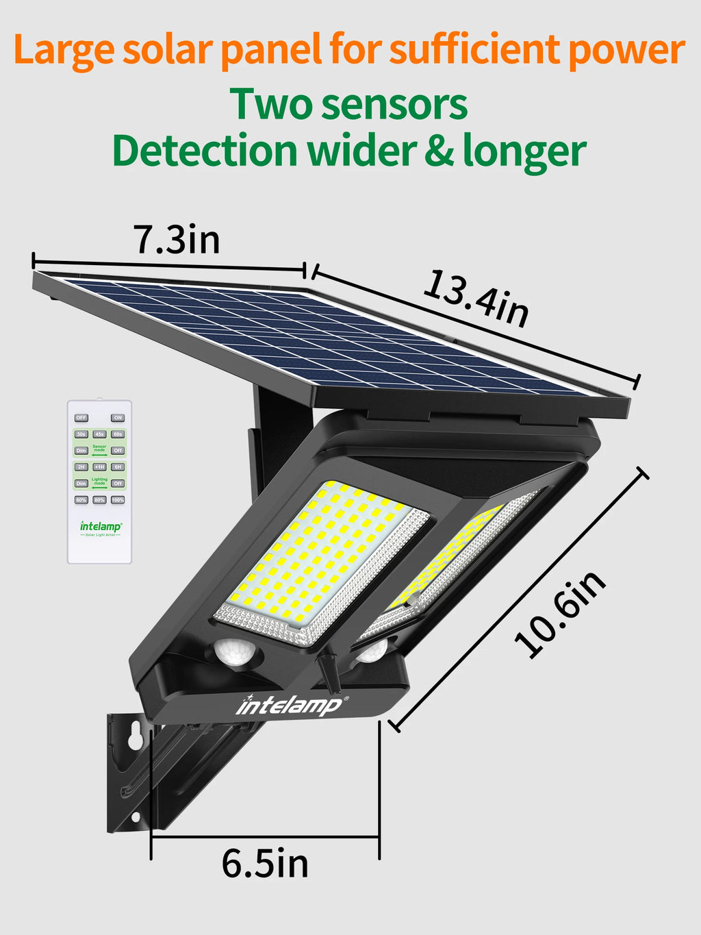 Luz de Segurança Solar para Exterior Intelamp 12500mAh com Longa Duração da Bateria e Painel Solar Super Grande para Jardim e Caminho
