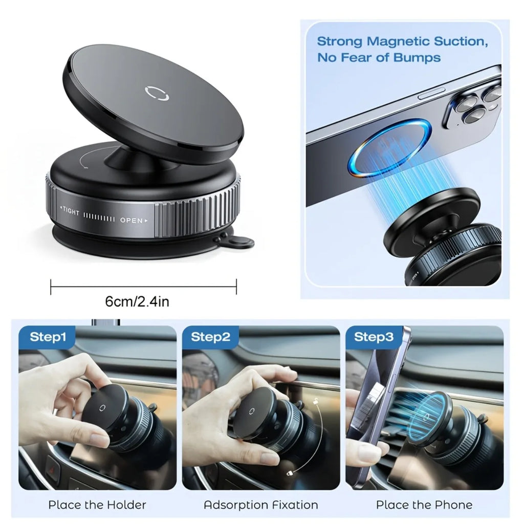 Phone Mount Vacuum Magnetic Phone Holder for Car,360 Adjustable Vacuum Magnetic Phone Holder,Magnet Car Mount for All Smartphone