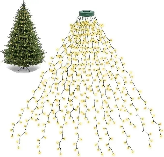 Luzes led para árvore de natal, guirlanda de ano novo para pátio, jardim, 1.5m/2m/3m, luz cascata, decoração de natal 2025