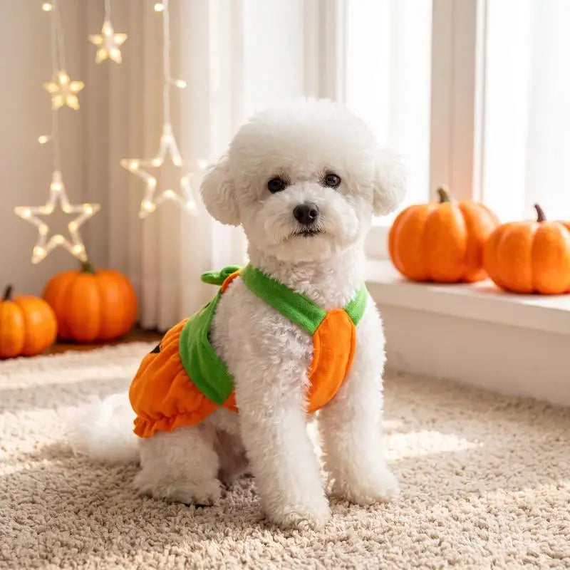 Fantasia de Abóbora para Animais de Estimação de Halloween, Vestido Fofo para Pets, Roupa Engraçada de Abóbora para Cães Pequenos, Gatos, Teddy, Poodle, Bichon, Roupas para Festa