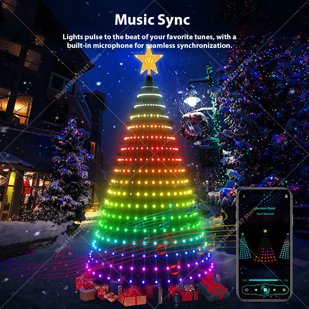 Nova árvore de natal 400led luzes app-controle diy padrão exibição para casa decorações da árvore de natal luzes
