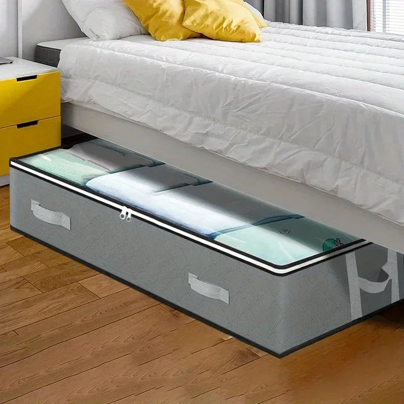 A caixa de armazenamento espessada de tamanho grande sob a cama pode conter roupas, colchas e sacos de tecido não tecido para armazenamento