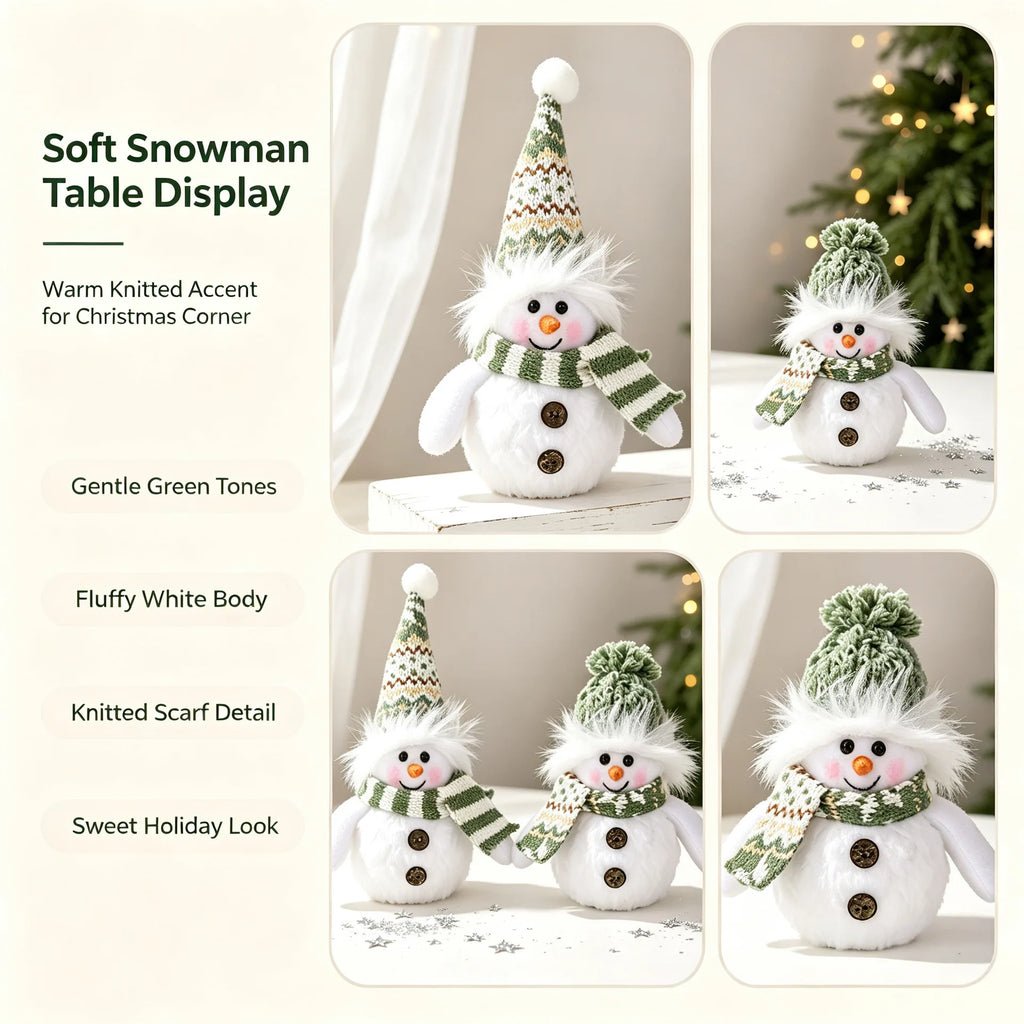 Boneco de neve de pelúcia com luzes de Natal, decoração de mesa de Natal, para uso interno, artigos para festas de Natal, presente.