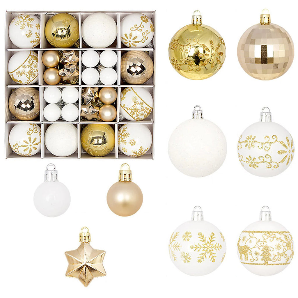 Bola de natal ornamento caixa de presente conjunto sortido azul branco floco de neve rena padrão design feriado festivo árvore pendurado decoração
