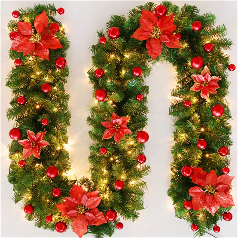 2.7m 5 cores decorações de natal guirlanda decoração rattan luzes grinalda decorado lareira escadas parede porta decoração