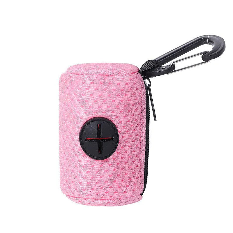 Saco de armazenamento para cocô de animais de estimação, dispensador de tecido de malha, coleira, saco de resíduos, suprimentos para animais de estimação para atividades ao ar livre
