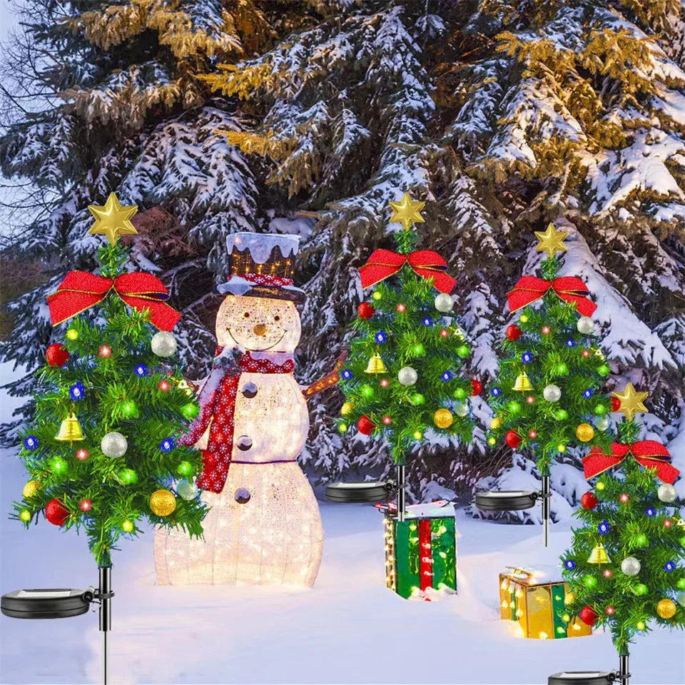 Árvore de natal luzes solares ao ar livre à prova dwaterproof água led jardim caminho gramado paisagem festivo decorativo luzes piso decoração natal