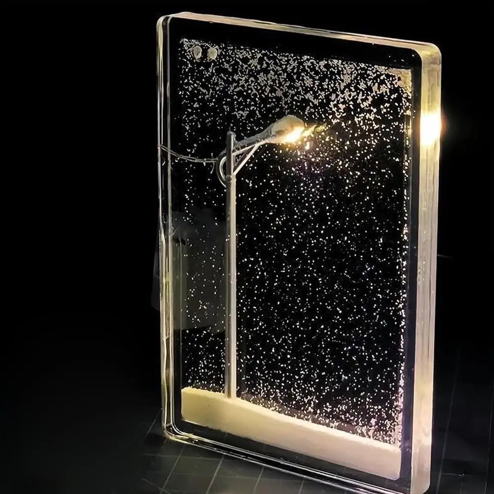 Luzes noturnas de natal pequena luz de rua nevada fluindo noite diy luzes de natal artes e ofícios ornamento de mesa de natal