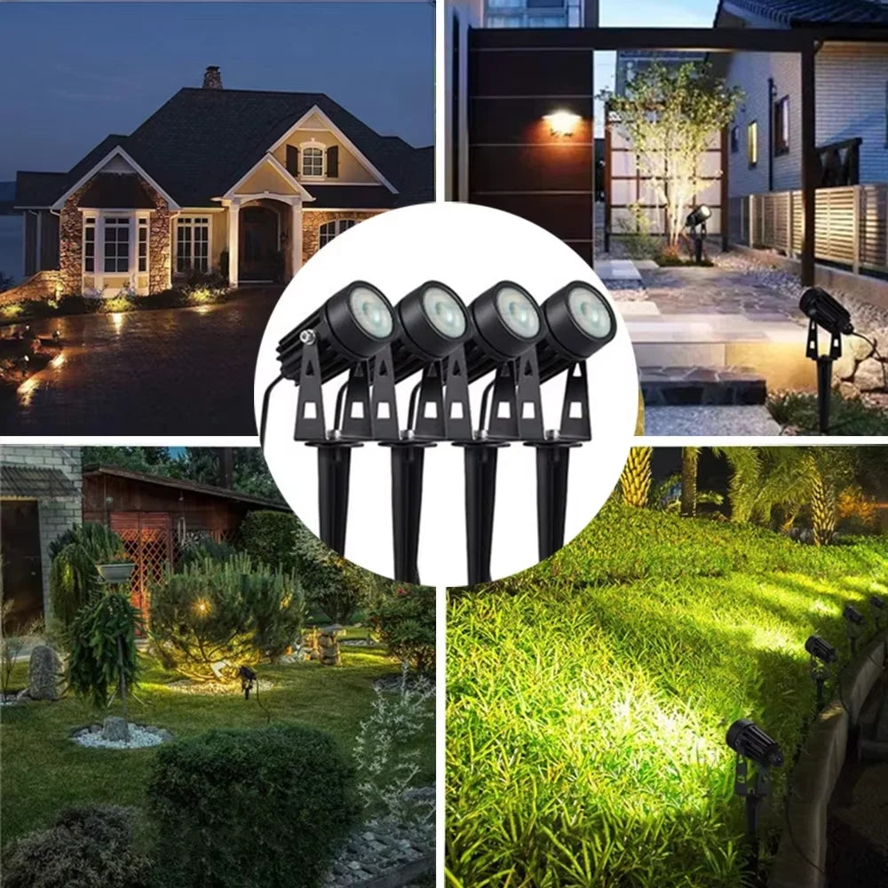 Luzes de jardim led ao ar livre lâmpada do gramado segurança luzes rua baixa tensão ip65 à prova dip65 água 2/4/6/12 em 1 iluminação paisagem branco quente
