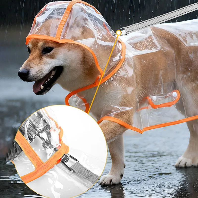 Capa de Chuva Transparente para Cães S/XL, Impermeável e à Prova de Vento, Roupa para Cães Grandes, Fantasia para Cães