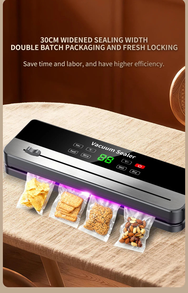 Selador a Vácuo Portátil com Forte Sucção e Carregamento Sem Fio USB |   Selador de Alimentos Secos/Úmidos para Cozinha