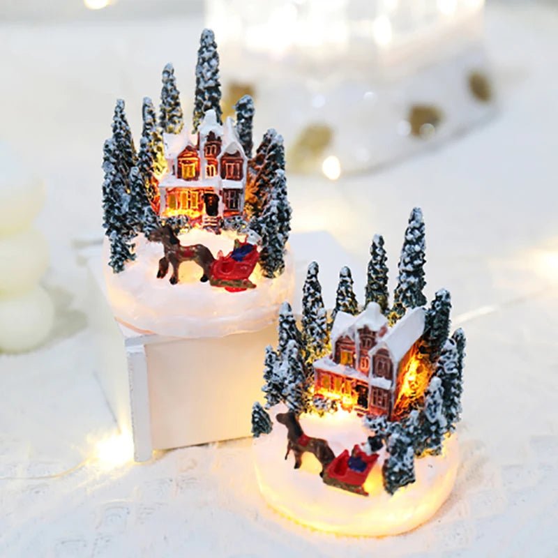 Natal led luz ornamentos santa castelo neve casa luminosa artesanato 2025 ano novo presente do miúdo festa de natal decoração casa