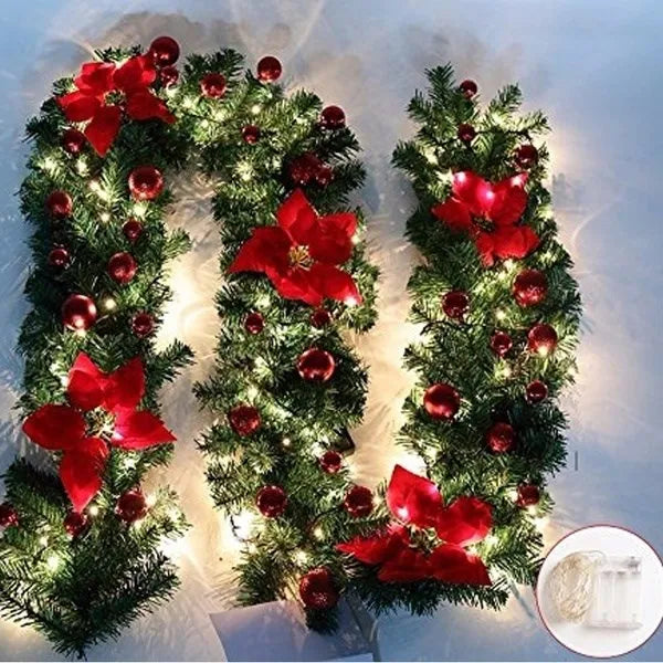 2.7m 5 cores decorações de natal guirlanda decoração rattan luzes grinalda decorado lareira escadas parede porta decoração