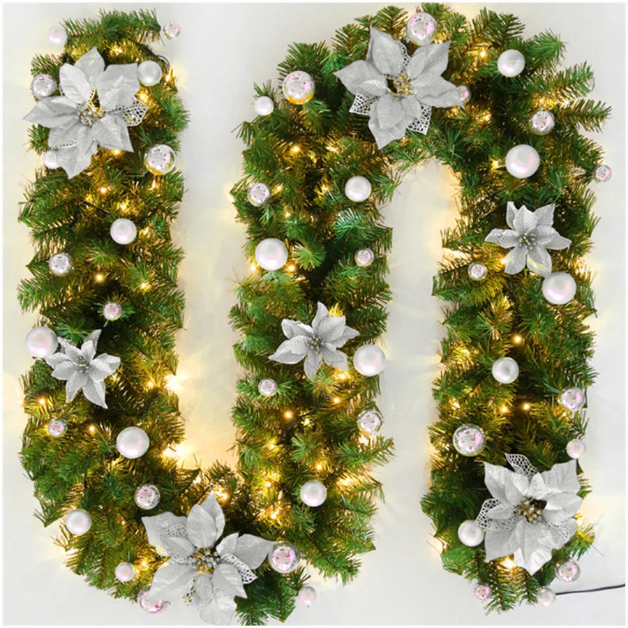 2.7m 5 cores decorações de natal guirlanda decoração rattan luzes grinalda decorado lareira escadas parede porta decoração