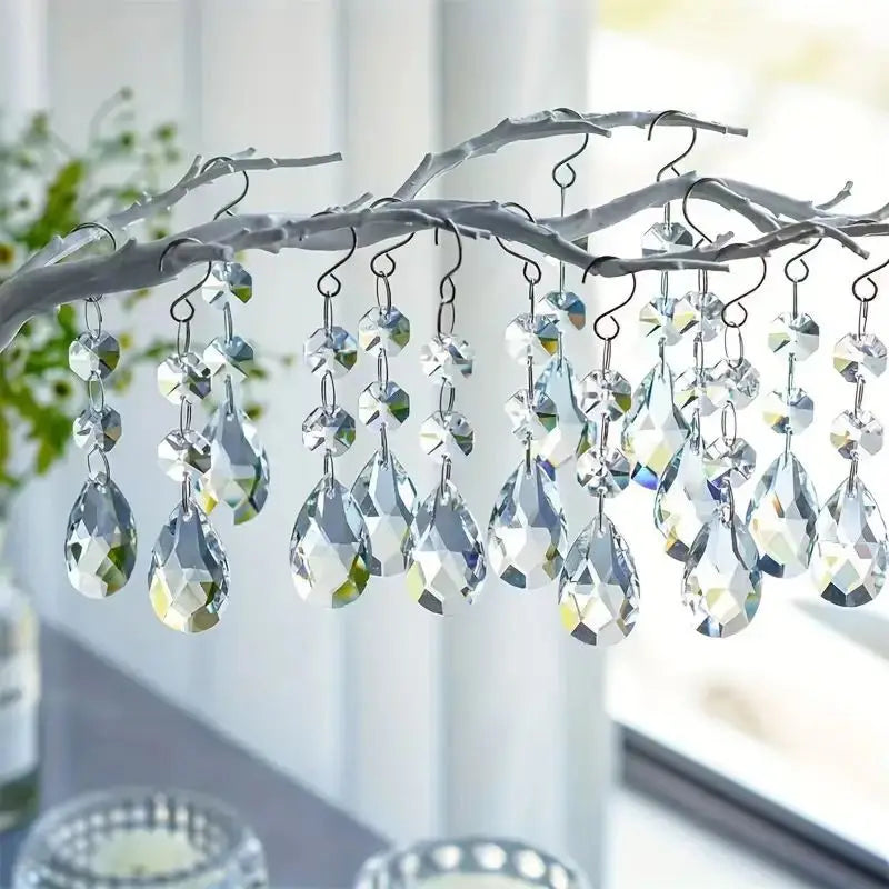 Decorações para árvore de natal, 30 peças, pingentes de cristal acrílico transparente para natal, ano novo, decoração de casamento, acessórios diy