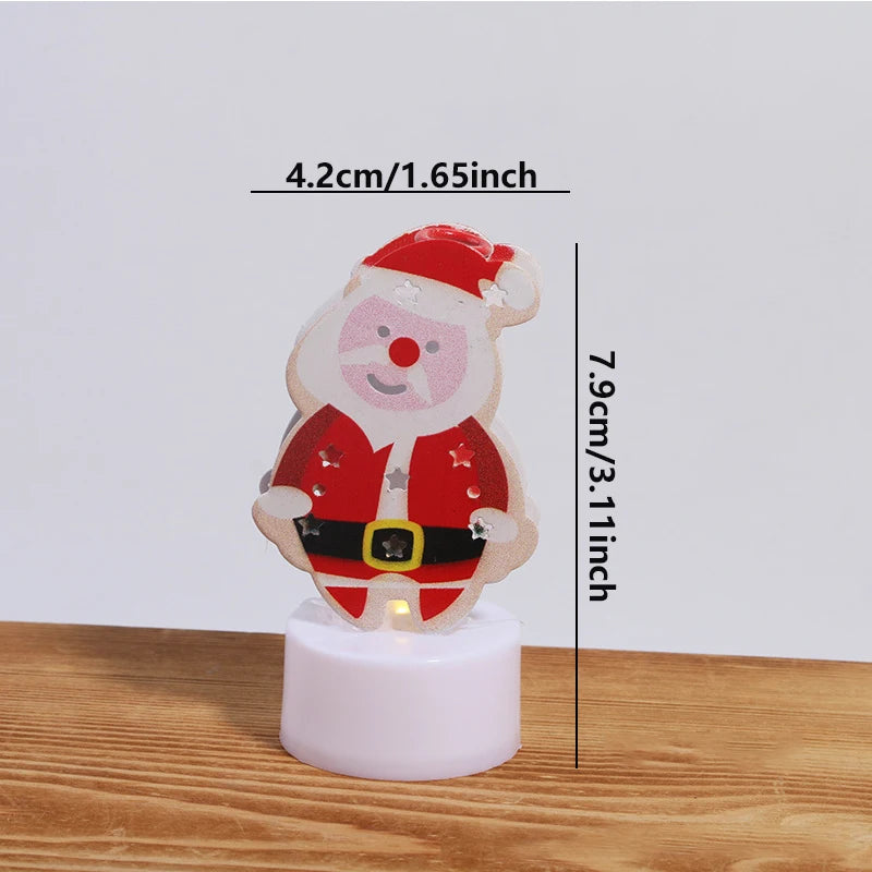 LED Christmas Candle Lamp Decorações, pequena Santa, boneco de neve, árvore de Natal, Holiday Night Lights, Home Party, Jardim