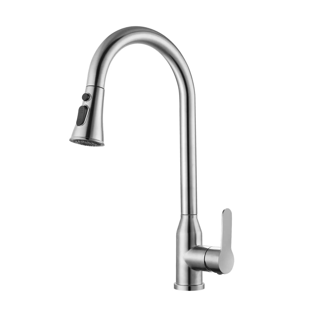 High Arc Single Handle Stainless Steel Brushed Nickel Kitchen Faucet with Pull Down Sprayer