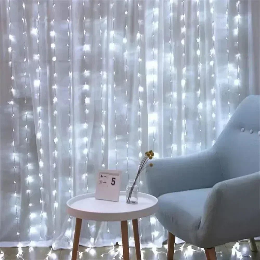 Luzes de fadas de natal guirlanda de casamento ao ar livre 8 modo led usb cortina luz corda festa decoração do feriado jardim luz navidad