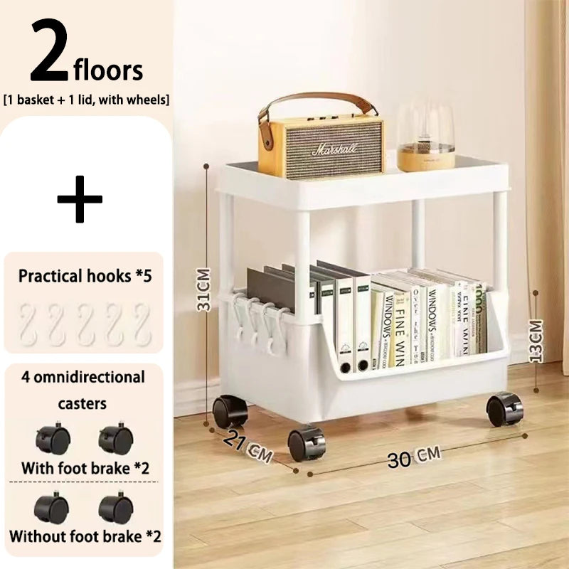 Organizador de cozinha rack de armazenamento móvel lanche brinquedo carrinho mesa lateral livro prateleira rack rodas