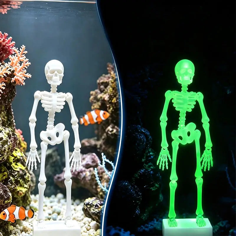 Decoração de Aquário de Halloween: Esqueletos Dançantes de Resina para Aquário com Bolhas