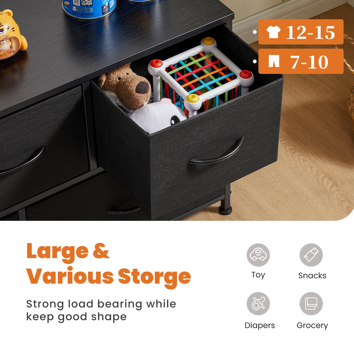 JHK Armário de sapatos com 5 gavetas de tecido, armazenamento de brinquedos, suporte de TV, sapateira multicamadas, economiza espaço, armário de móveis para casa