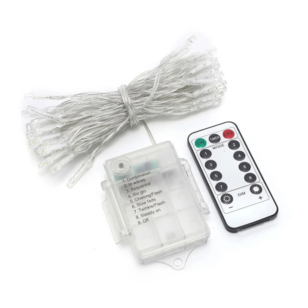 80 Luzes de Natal LED à Prova d'Água para Exterior, Cordão de Luzes de Fada Mini Pisca-Pisca com Controle Remoto, 8 Modos, Alimentadas por Pilha, para Uso Interno e Externo