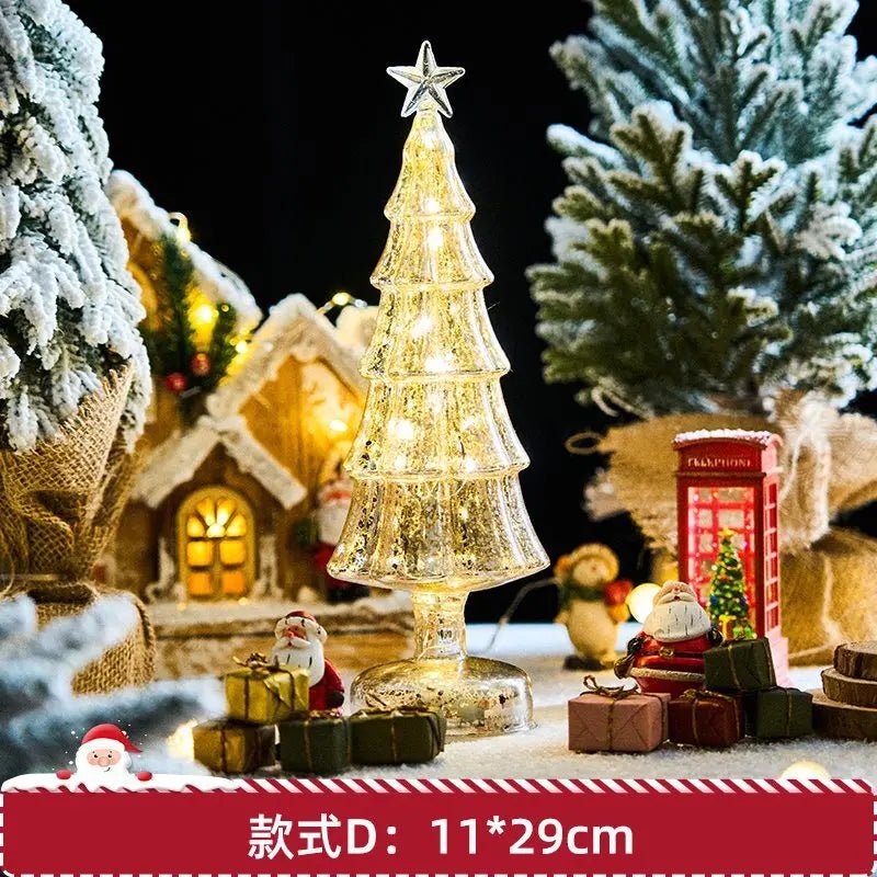 Árvore de natal luz noturna de vidro para casa natal romântico feriado atmosfera arbol de navidad ornamentos led decoração luminosa - Kasa & Pet