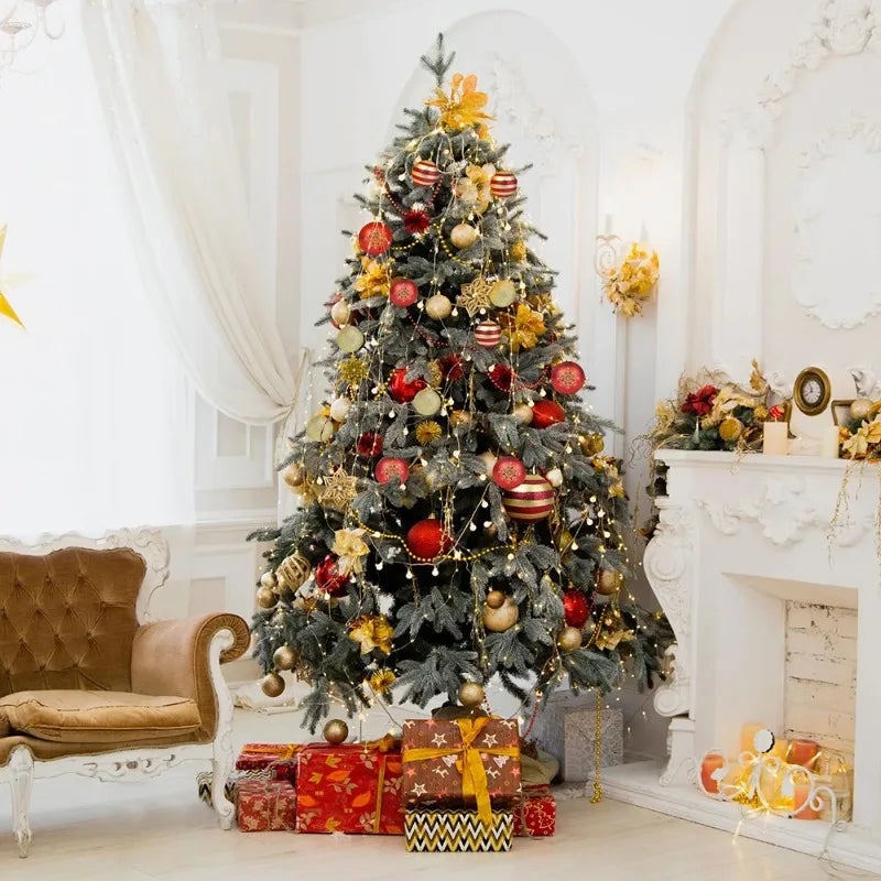 50 Unidades/caixa Bolas de Natal Vermelhas e Douradas para Pendurar na Árvore de Natal, Enfeites de Natal para Casa, Presentes de Ano Novo 2026