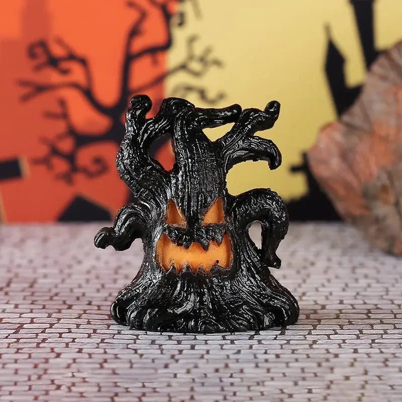 【A】Decoração de Árvore Assustadora Iluminada para Halloween com Luz LED Quente, Construção em Resina para Festa de Halloween, Decoração de Mesa e Casa Assombrada - Kasa & Pet