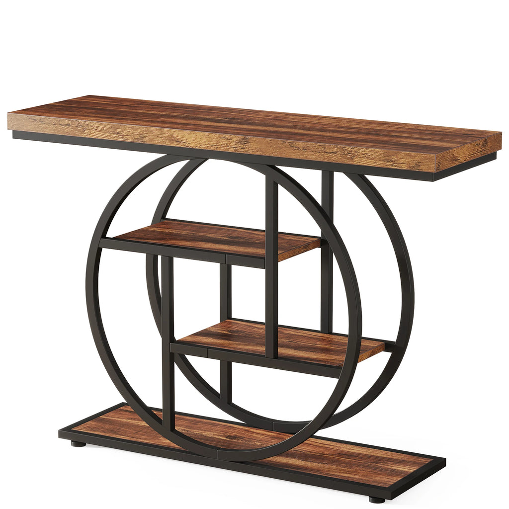 Industrial Entryway Console Mesa para Sala de Estar, Foyer Corredor Mesa para Entrada, 4-Tier Mesa, 41,3"
