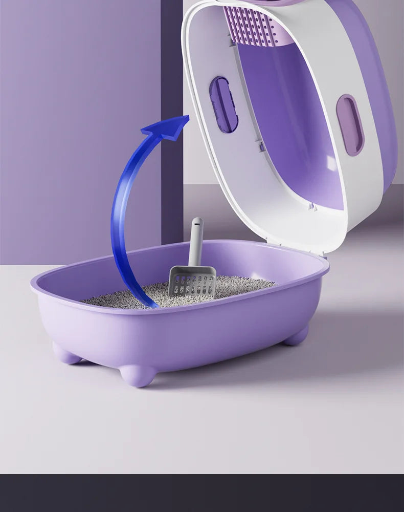 Caixa de Areia para Gatos com Desinfecção UV, Antiodor, Totalmente Fechada, Tamanho Extra Grande, Antirrespingo, Prevenção de Vazamento de Areia, Design Destacável