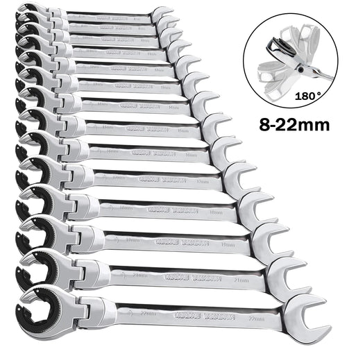 1 chave de catraca de cabeça flexível aberta dos pces, chave de catraca métrica com 72 dentes, chave de catraca de tubulação de aço cromo vanádio Kasa & Pet