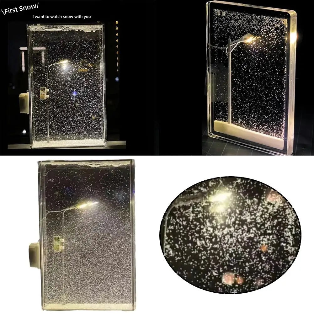 Luzes noturnas de natal pequena luz de rua nevada fluindo noite diy luzes de natal artes e ofícios ornamento de mesa de natal